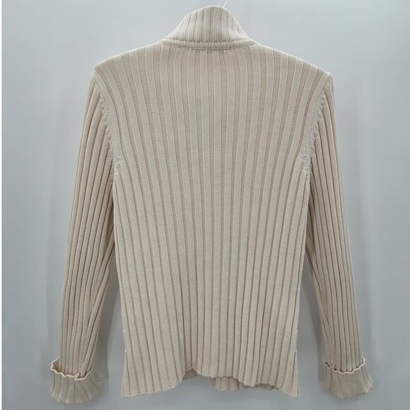 Eight Eight Eight Off White Rib Knit Button Down Academia Cardigan Sweater - Picture 3 of 12